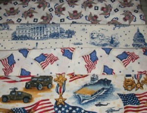 white patriotic fabric stash
